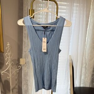 525 America Light Blue Ribbed V-Neck Tank